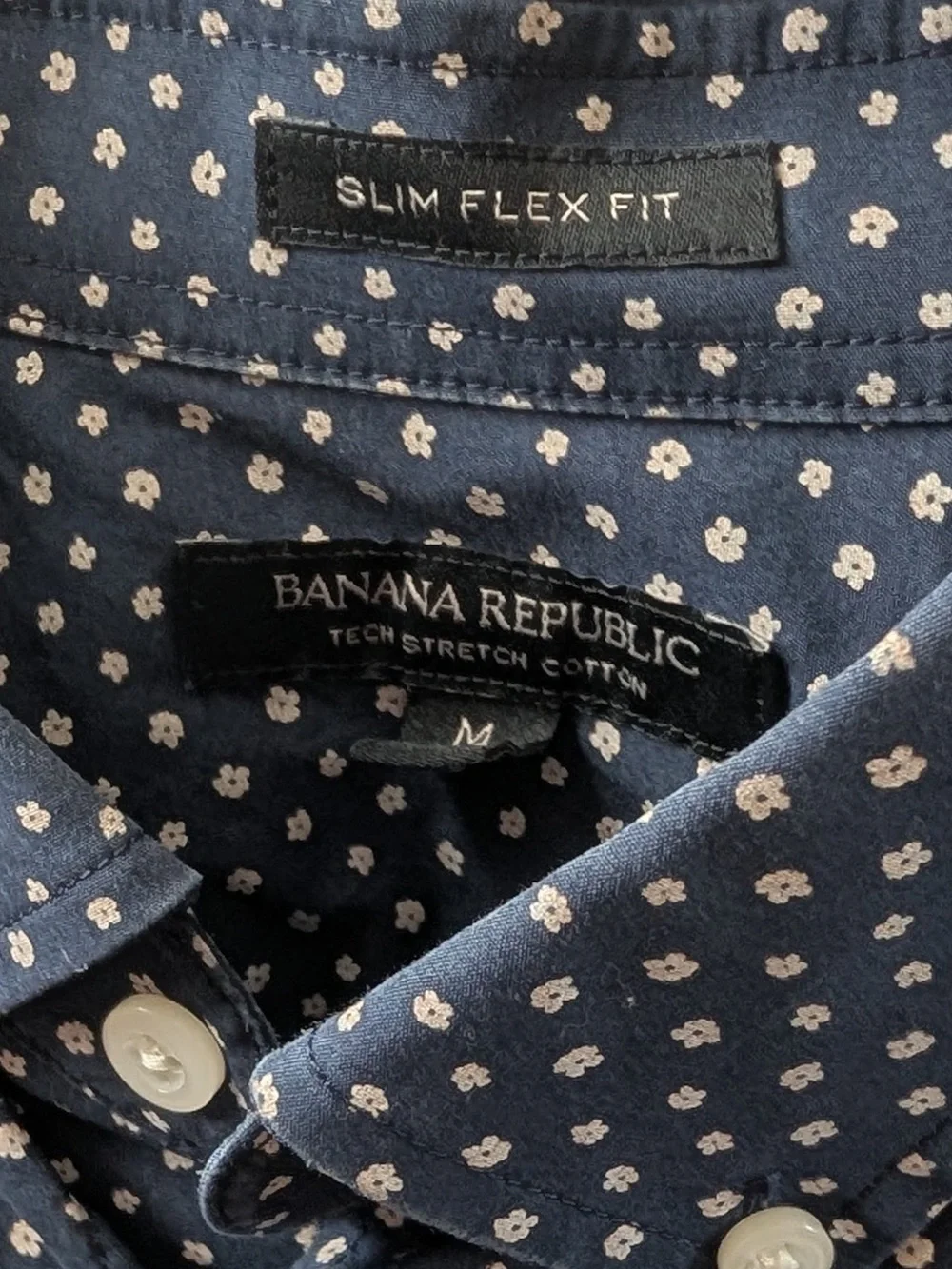 Banana Republic Floral Slim Flex Fit Tech Stretch Cotton Button Down Shirt